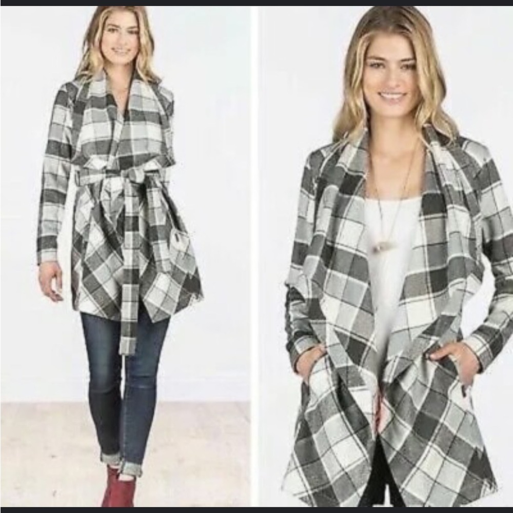 Matilda Jane Make Believe Check it Twice Plaid Black White Jacket No Belt Sz XS